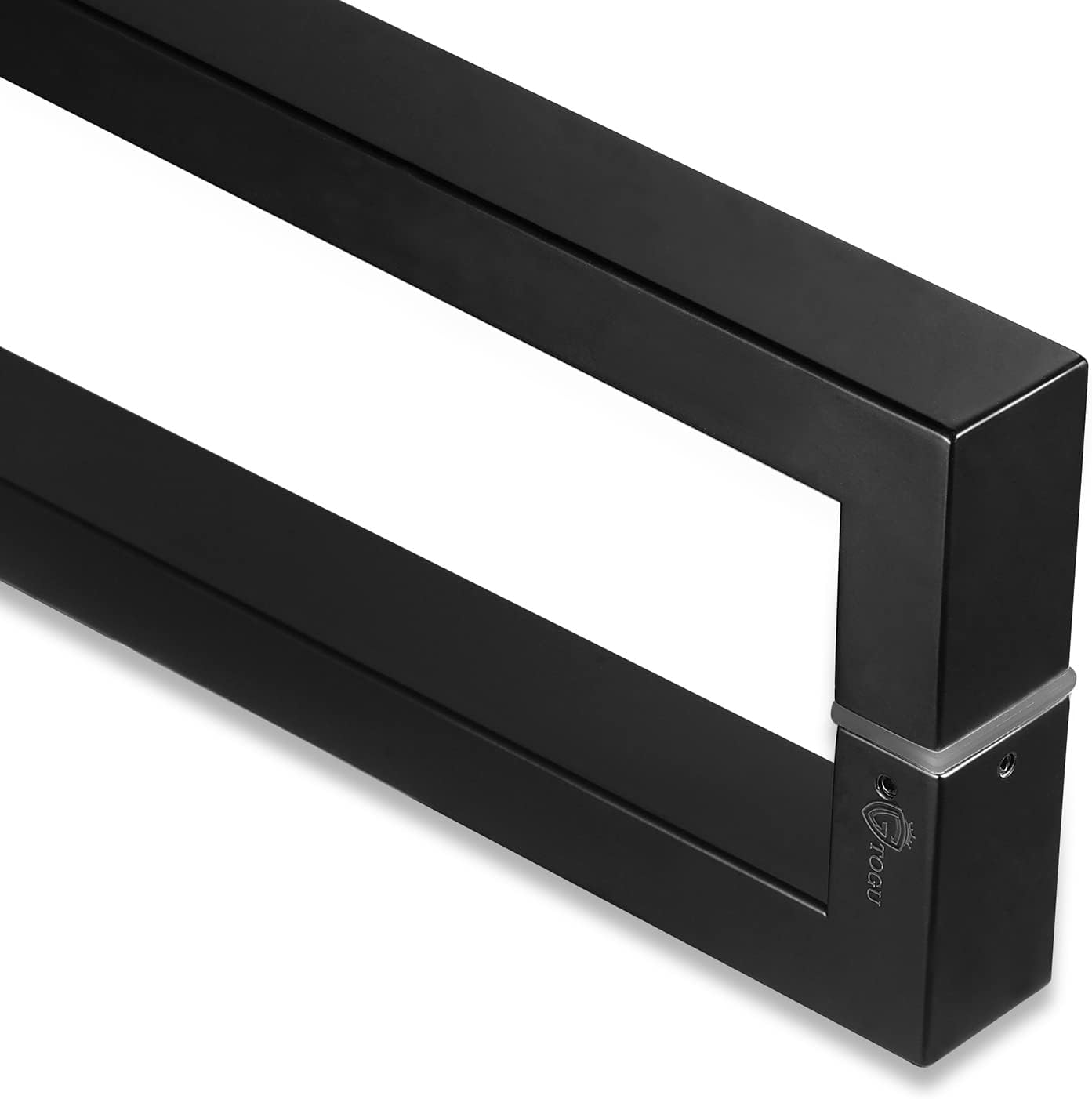 Manija de puerta retangular, acero inoxidable, negro matte.