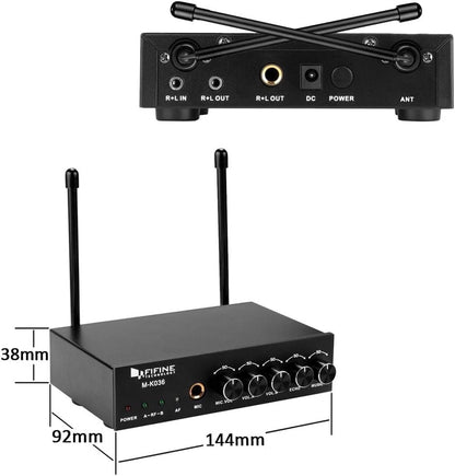 Micrófono de Mano Fifine K036, inalámbrico, de Doble Canal UHF