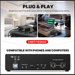 Interfaz de audio USB EBXYA 2x2, para grabación transmisión y podcasting.