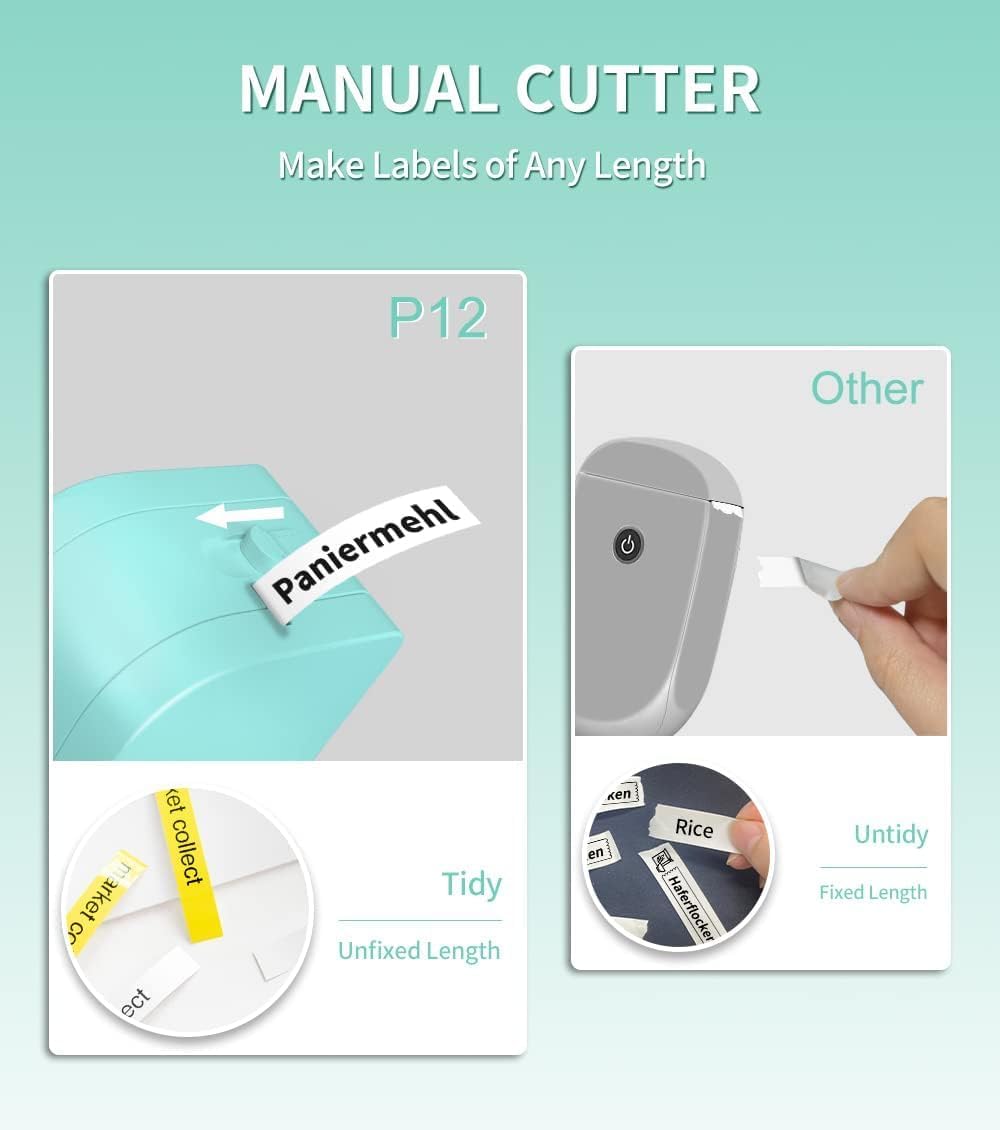 Phomemo P12 Máquina para etiquetar con cinta, pequeña impresora.