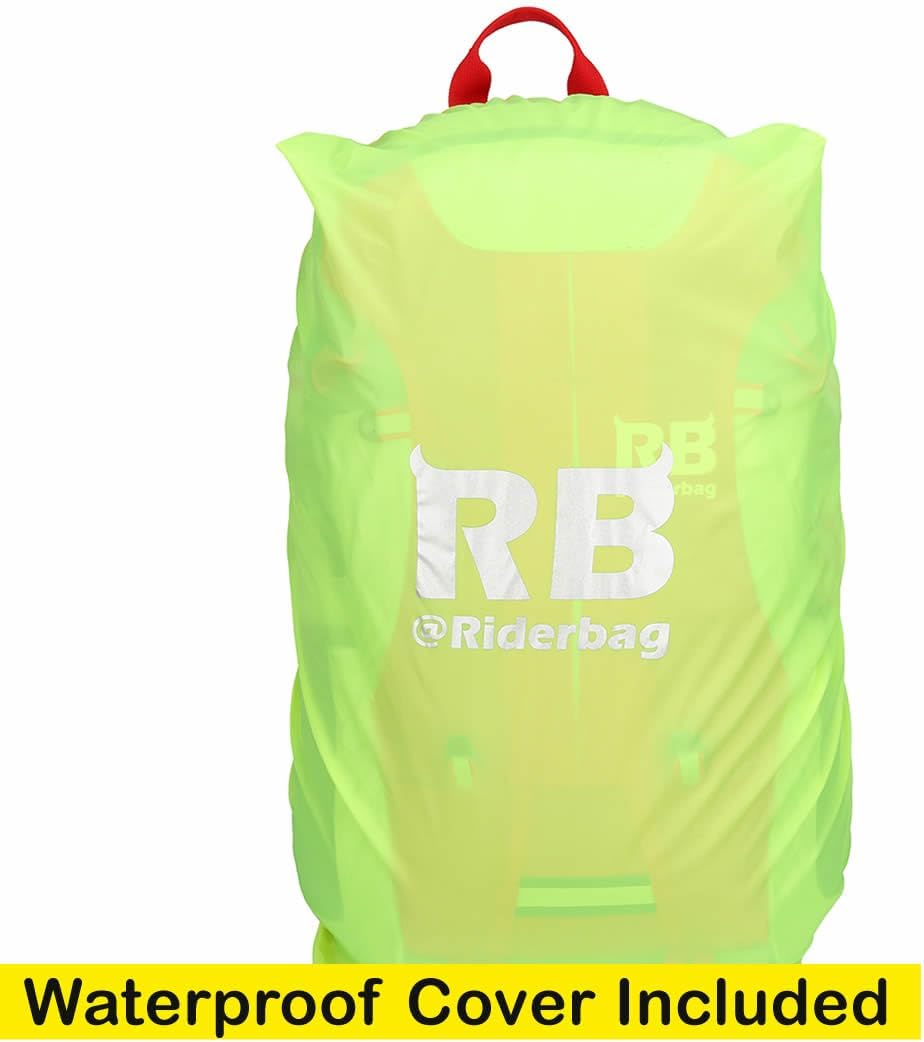 Mochila reflectante RIDERBAG.Alta visibilidad, viajeros, motocicleta, color roja.