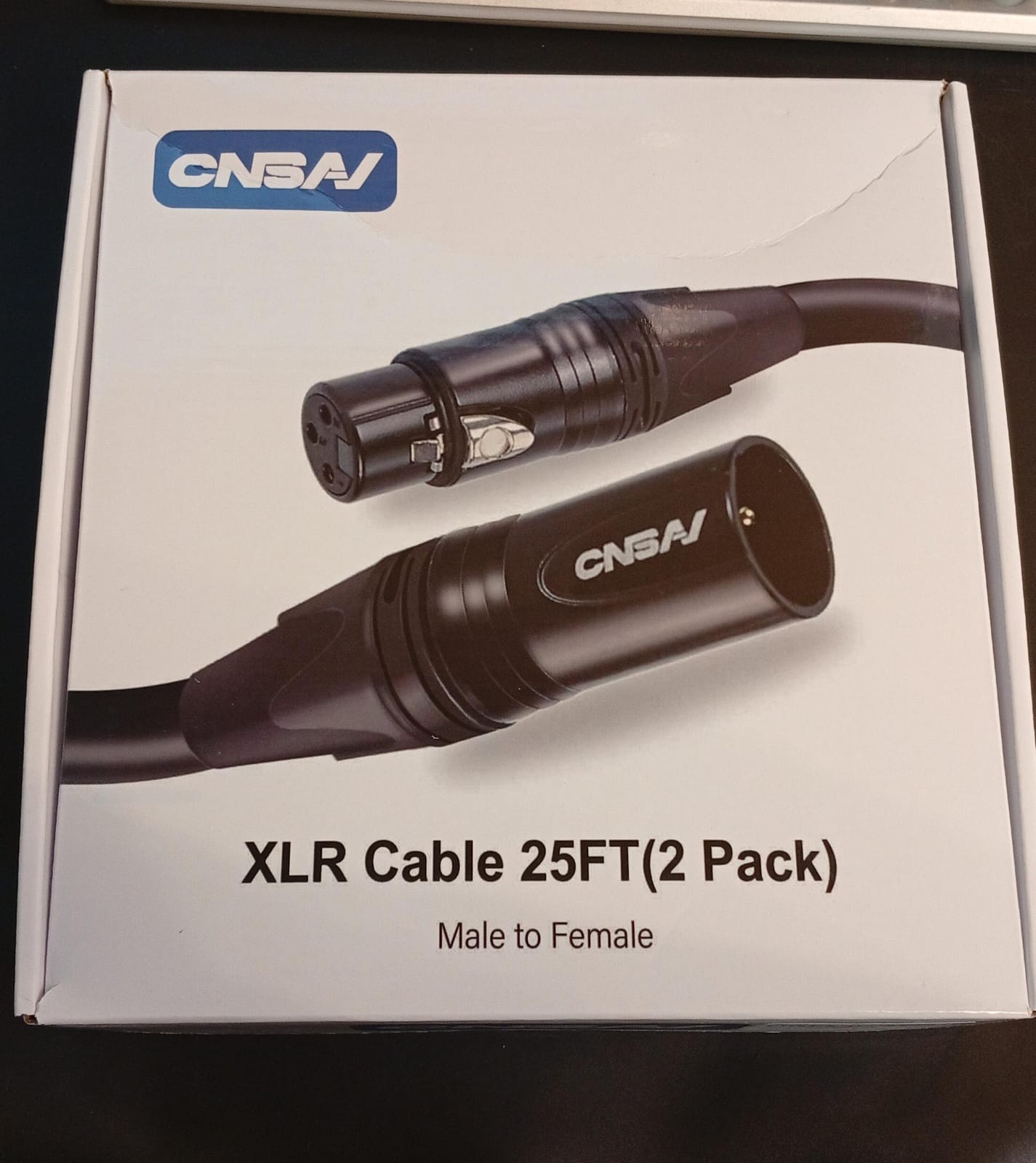 Cables XLR, de 25ft., paquete de 2, macho a hembra, premium.