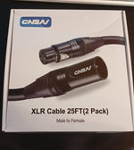 Cables XLR, de 25ft., paquete de 2, macho a hembra, premium.