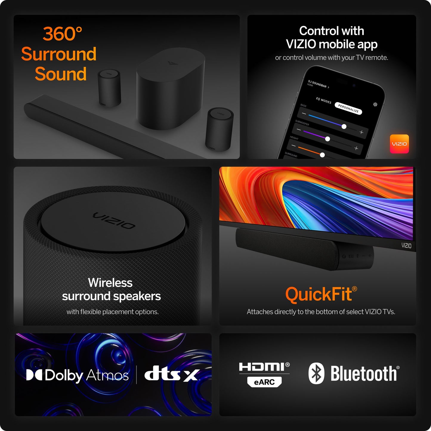 VIZIO Barra de Sonido 5.1 con Dolby Atmos, (Nuevo) SV510XW-0906