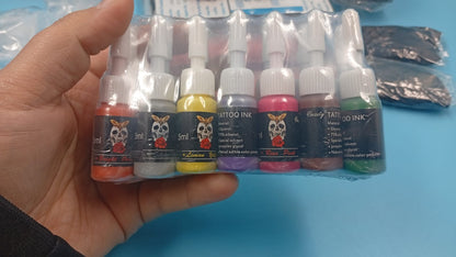 Kit de 2 Máquinas De Tatuaje, 20 Agujas, con suministros.