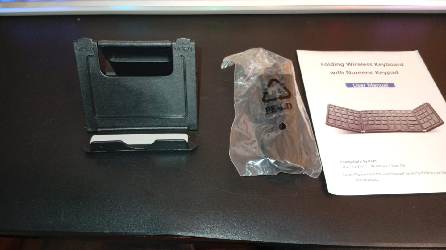 Teclado plegable, conexion bluetooth, 30CM largo, 15.5 plegado