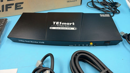 Interruptor KVM HDMI 4K a 60Hz 2 monitores 2 ordenadores,TESmart