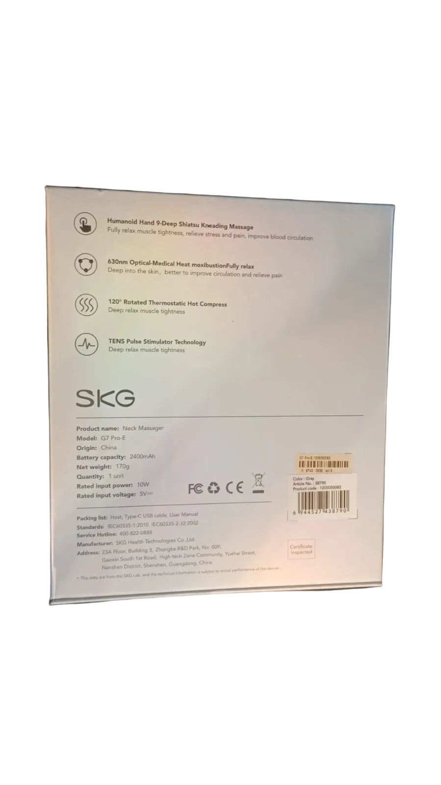 Masajeador de cuello plegable, inalámbrico, vibración tejido profundo.