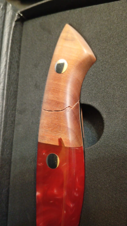 Cuchillo japonés Jikko de 12", para Brisket, mango de epoxi y madera (DETALLE)