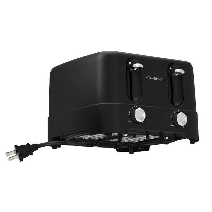 Bella Tostadora de 4 Rebanadas: Gris, 1480W, Plástico, 11,02" de Ancho, 1