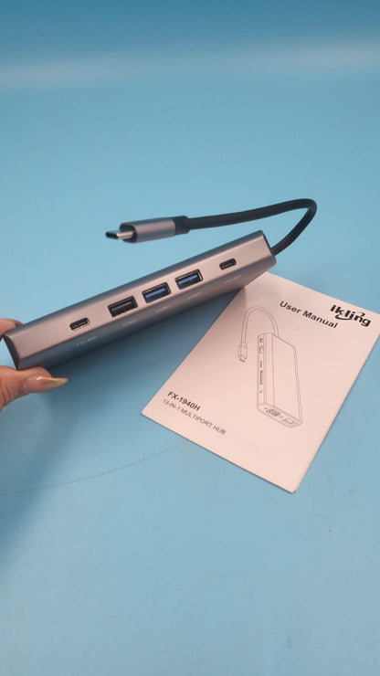Concentrador USB C ikling, adaptador USB C 13 en 1 a HDMI. USADO