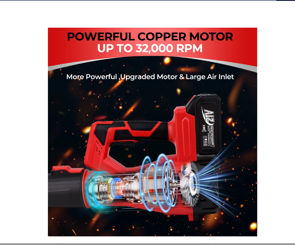 Soplador de hojas eléctrico inalámbrico YAHHU, 480 CFM/160 MPH.