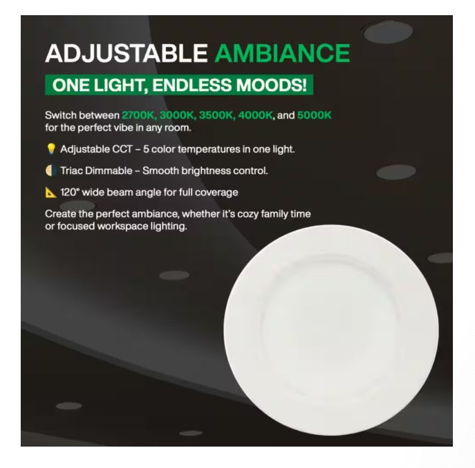 Luces Iluminación LED empotrada Amico de 5/6 pulgadas y 5 CCT 12 pack