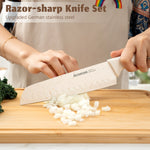 Juego de cuchillos Astercook con revestimiento antioxidante y afilador integrado