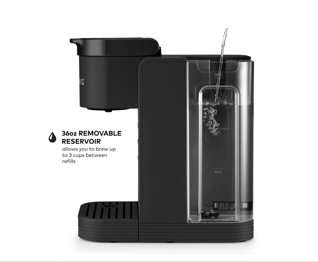 Cafetera Keurig, cápsulas K-Cup para café frío y caliente, negra.