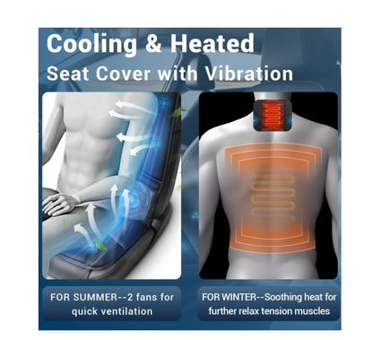 Masajeador de espalda, calor y frío, 6 motores vibratorios y 2 ventiladores.