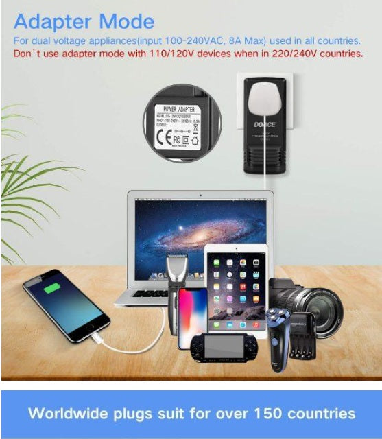 Convertidor de voltaje de viaje DOACE HC-C8. EU/UK/US/AUS/NZ