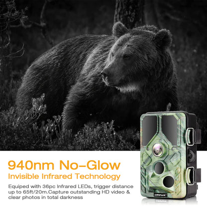 Cámara de caza Campark T85 WiFi Bluetooth de 24 MP y 1296P(USADO)
