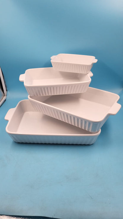 Cazuelas con asas Para Horno FOBENTA 4 Pzs Rectangulares Cerámica