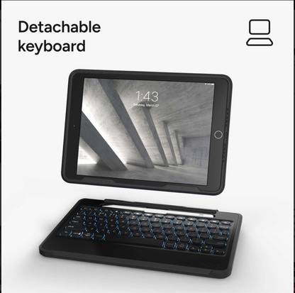 Funda con Teclado, Super Resistente para iPad, 9-8-7th Gen.