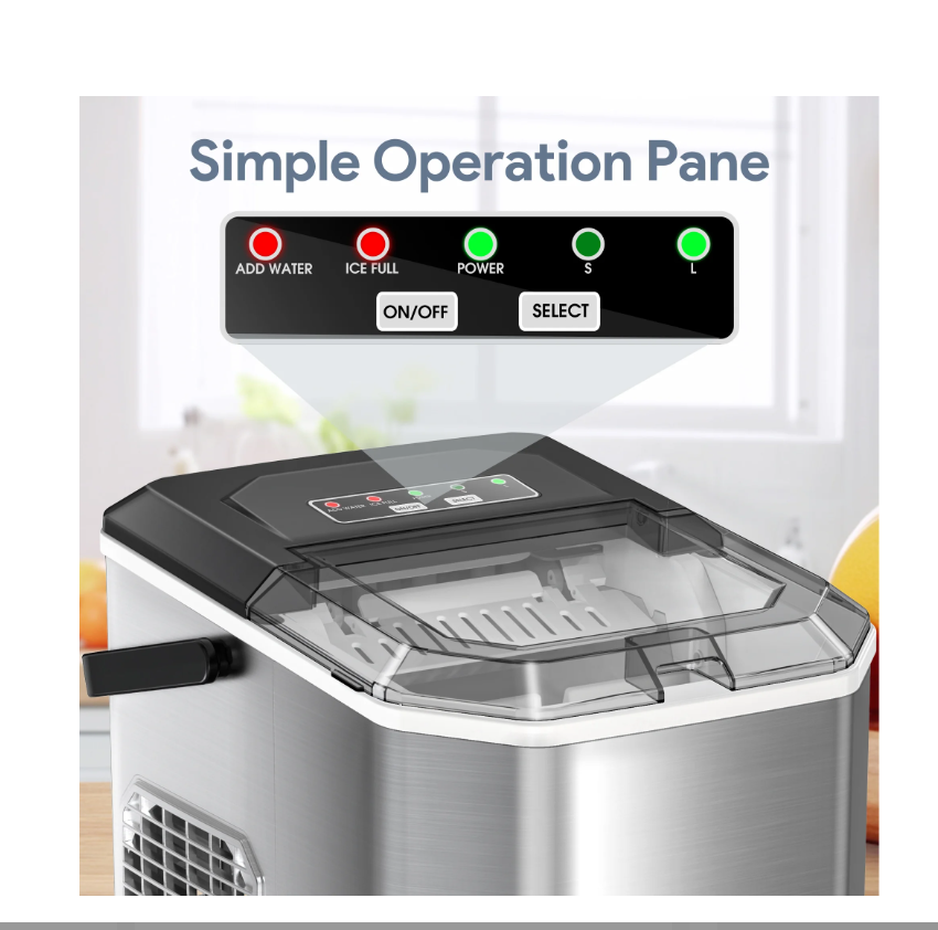 Máquina de hielo de encimera,  2 tamaños de cubitos, (USADO).