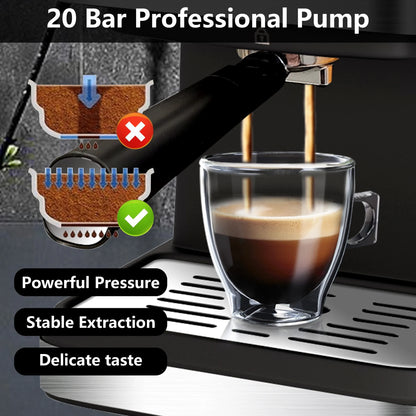Cafetera espresso, 20 bars, 1,5 L, espumador de leche, acero inoxidable.