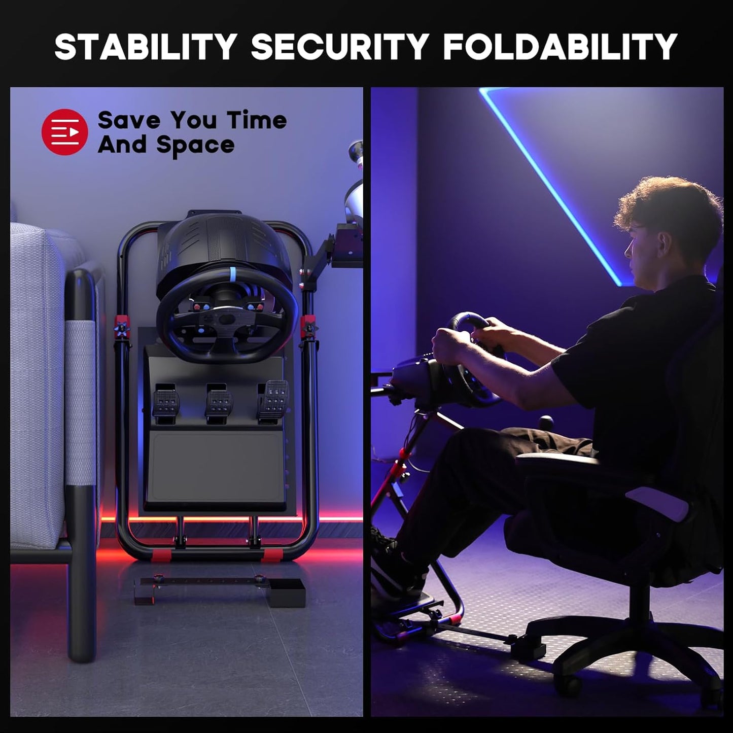 Soporte para volante de carreras, con inclinación ajustable.