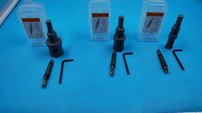 Juego de sierras de perforación TCT, para acero, (USADO, DETALLE).