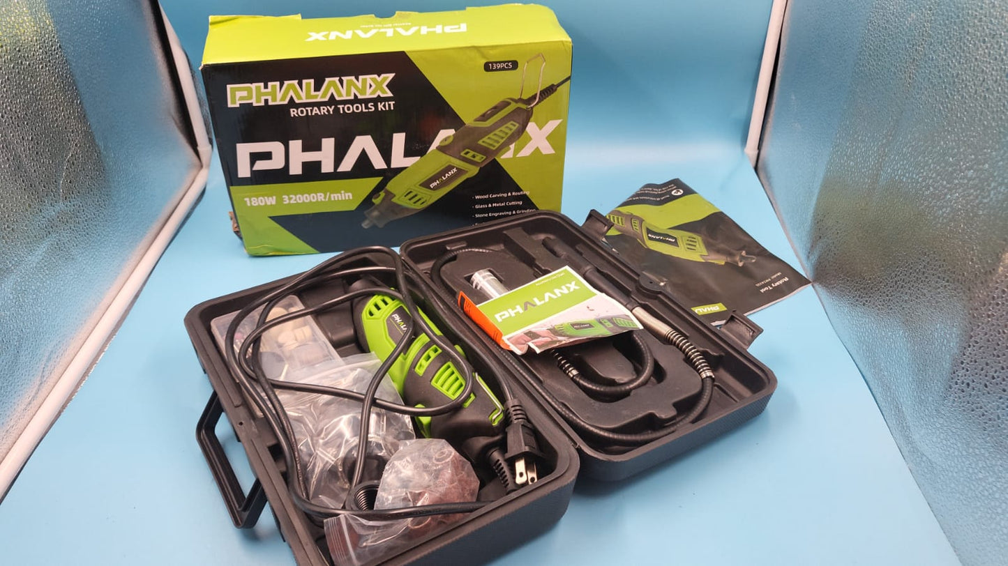 Kit de herramientas rotativas de 180 W, PHALANX de 1.5 amperios 6 velocidades