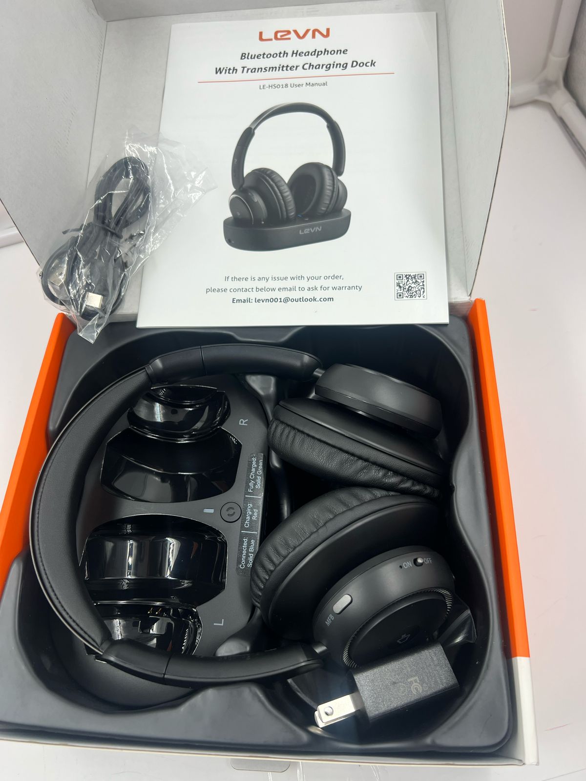 LEVN Auriculares de TV con base de carga LE-HS018