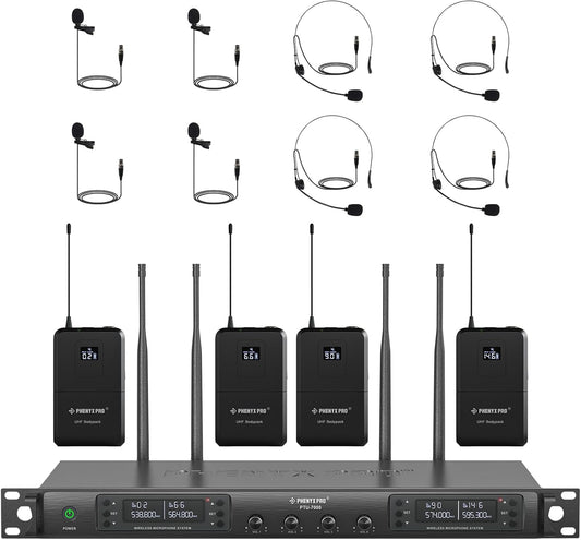 Phenyx Pro Sistema de micrófonos inalámbricos, 4 canales.