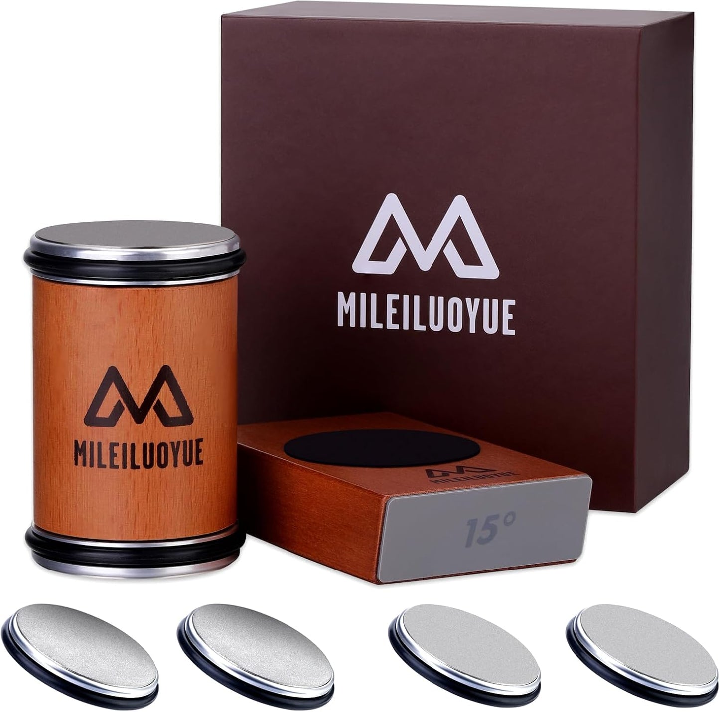 Kit de afilador de cuchillos, Ángulos de inclinación magnéticos.