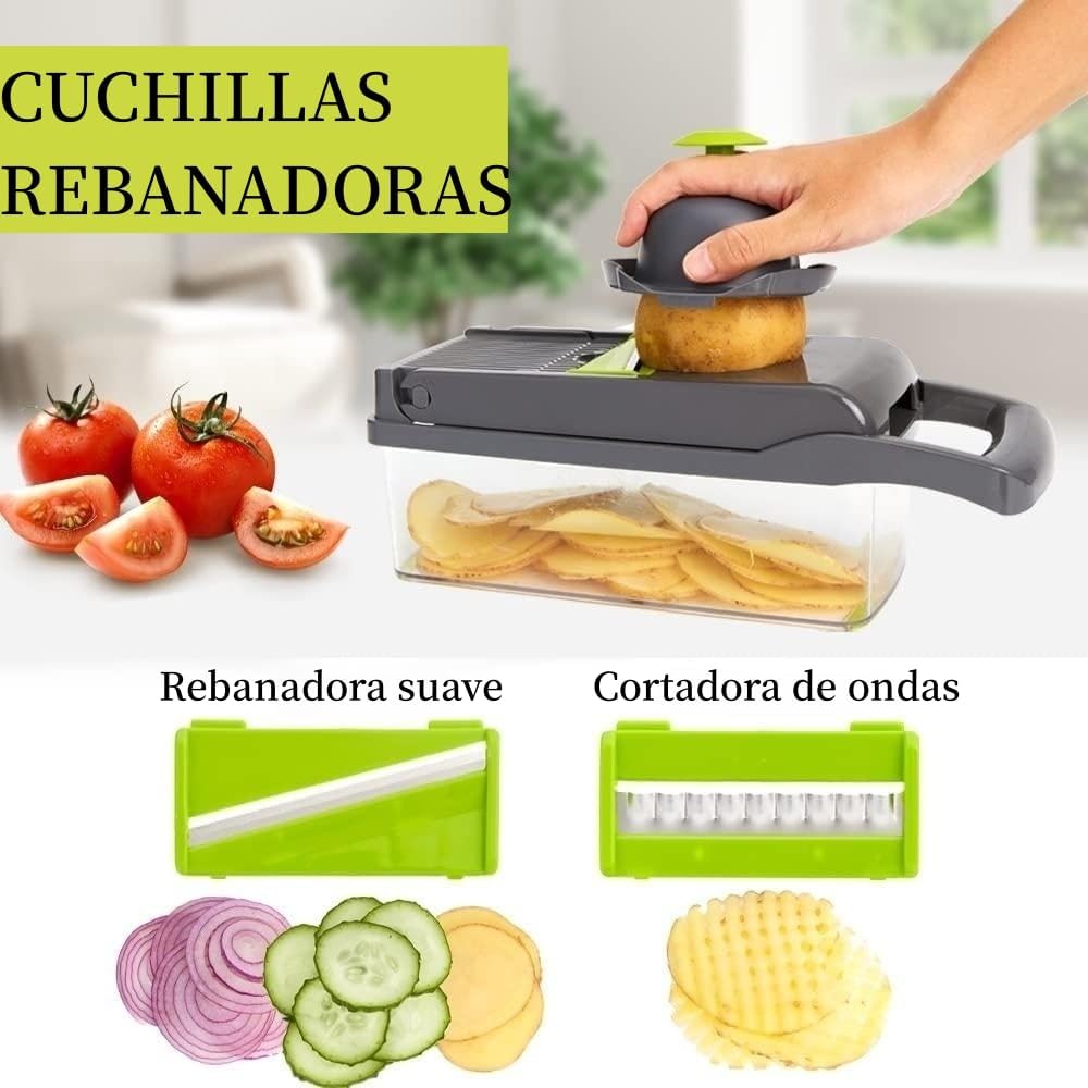 Cortador de Verduras 8 en 1, Mandolina para Cocina, 8 placas.
