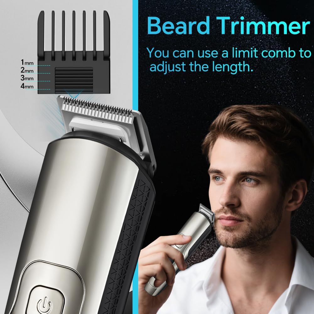 Juego de recortadora de barba eléctrica 6 en 1 para hombres.