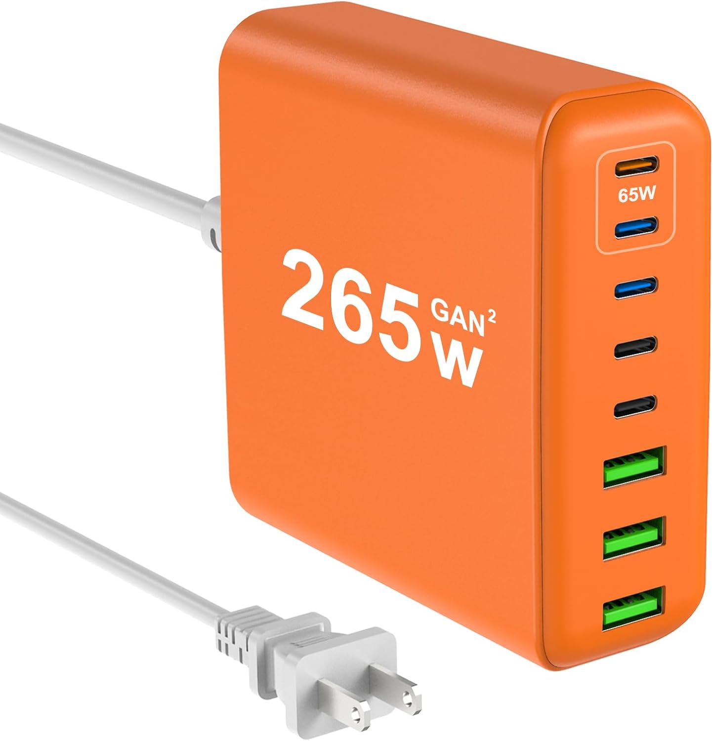 Estación de carga USB C de 265 W, 8 puertos, cargador USB-C.