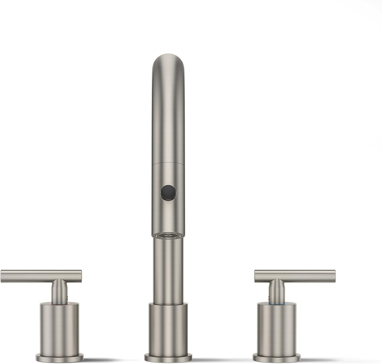 Grifo de baño desplegable con rociador 360° en acero inoxidable cepillado con drenaje emergente