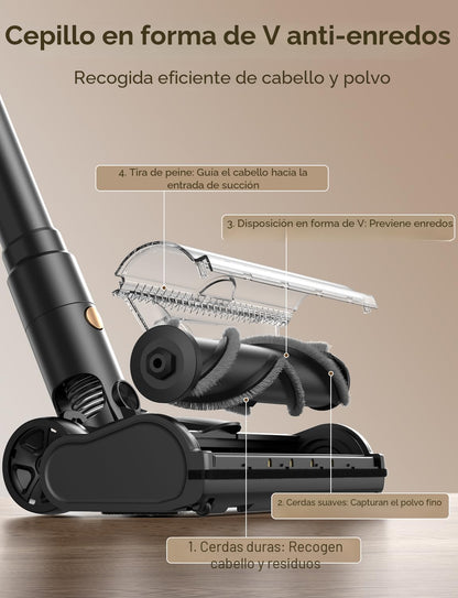 Aspiradora inalámbrica Oxvac R7F, Recargable, con succión potente 600W