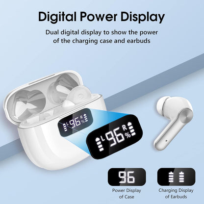 Auriculares Bluetooth 5.3, auriculares inalámbricos con pantalla digital LED.