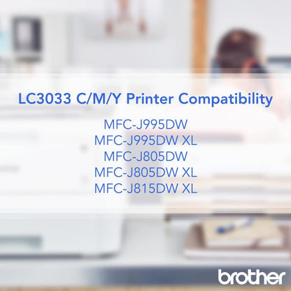 Brother LC30333PKS - Paquete de 3 cartuchos de tinta de color de alto rendimiento.