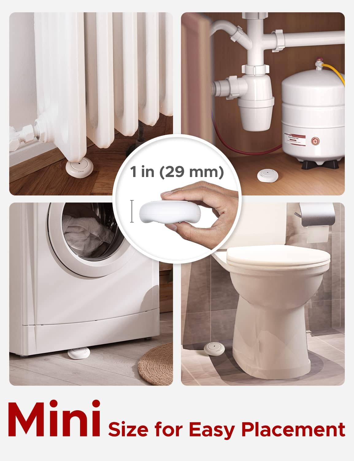 X-Sense Detector de fugas de agua, alarma inteligente, sensor agua.