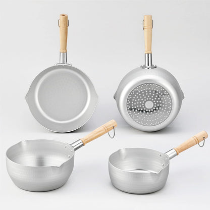 Olla plana de aluminio Hokuriku Snow, 22 cm (8,7") comp. inducción.