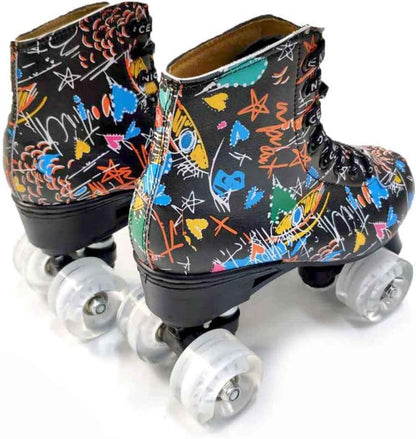Patines de doble fila, ruedas con luces, diseño de graffiti (TALLA 41).