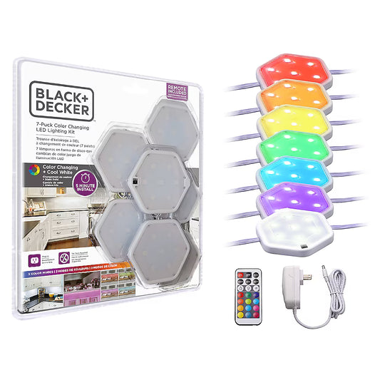 9 luces LED control remoto cambian de color BLACK+DECKER