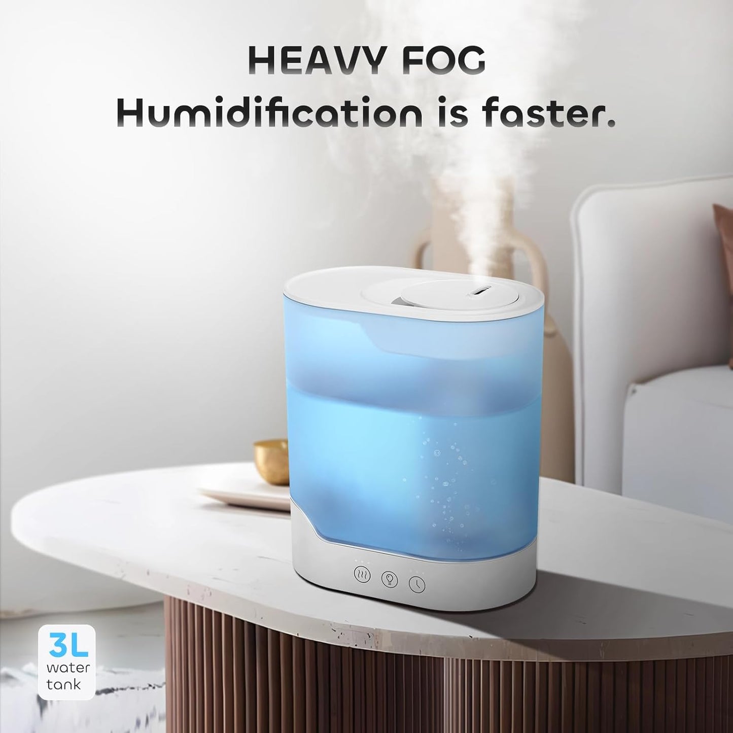 YOGIN Humidificador de aire para dormitorio, niebla fría, 3L.