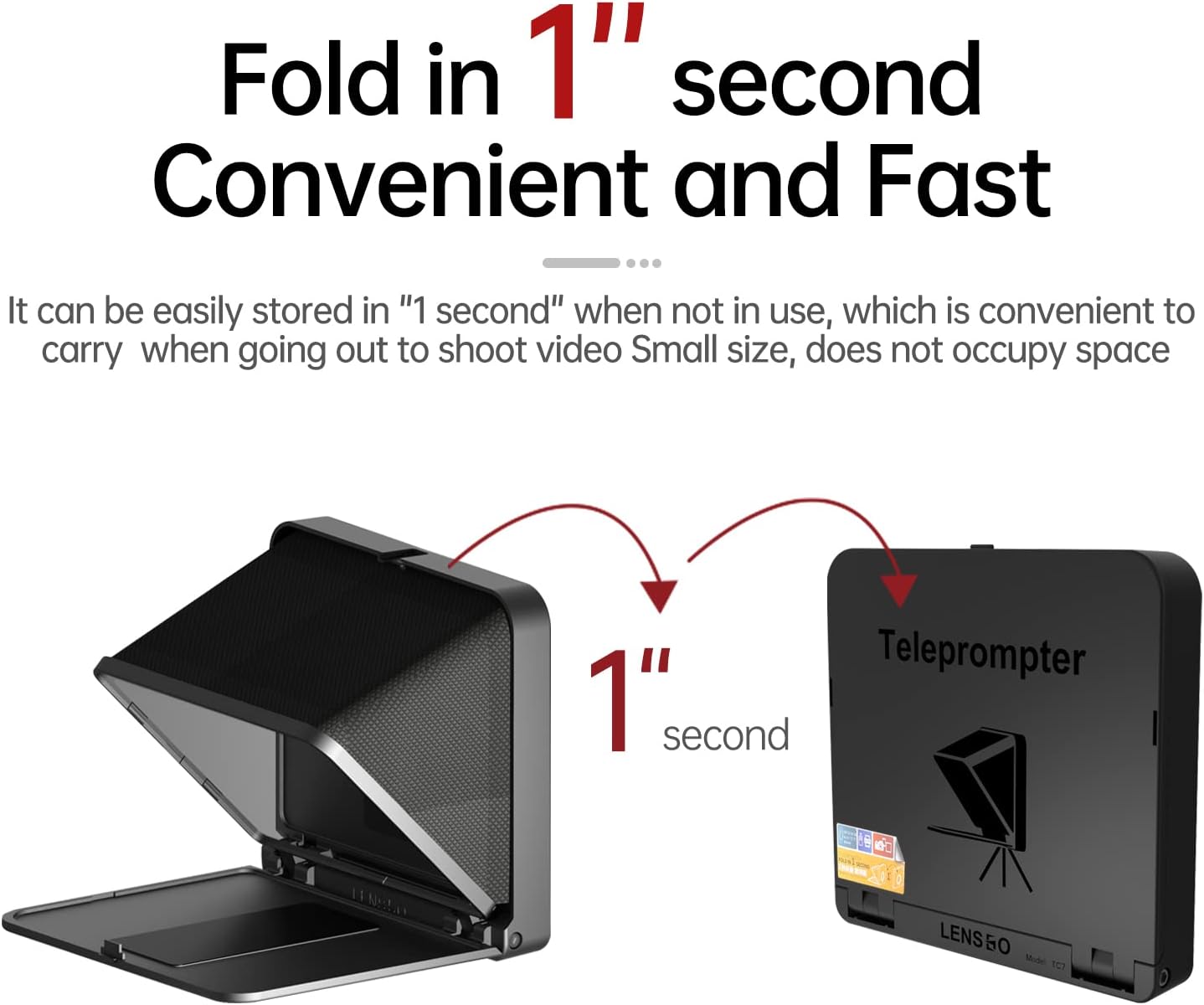 Teleprompter portátil para iPad, tablet, smartphone, cámara réflex.