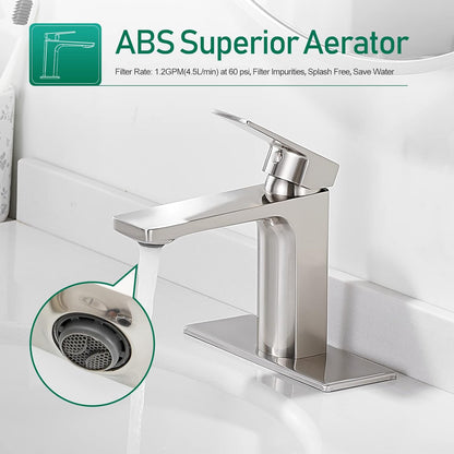 Grifo monomando para lavabo de baño Niquel cepillado