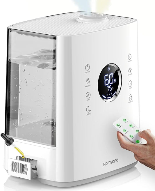 Homvana Humidificador para dormitorio, grande, 6.5L, ultrasónico.