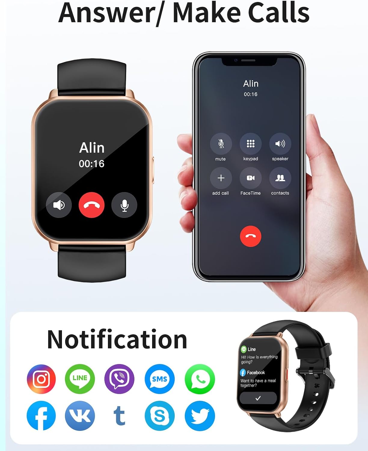 Reloj inteligente, 1.8",  iOS/Android, Pantalla táctil, llamadas.(USADO).