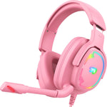 Auriculares para juegos Jimonyer, con micrófono luces RGB, con cable.