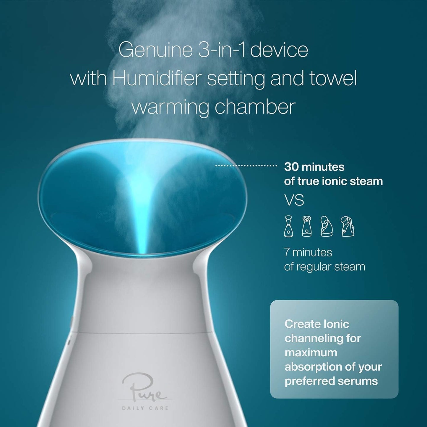 Vaporizador facial iónico Nanosteamer, calidad de spa, Pure Azul.